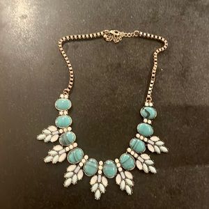 Turquoise and white, wintery colored statement necklace.